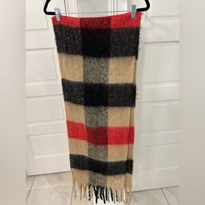 Sprigs 93X14" Oversized Check Fringe Scarf Camel/Red INSPO Nova Check OS A615721
